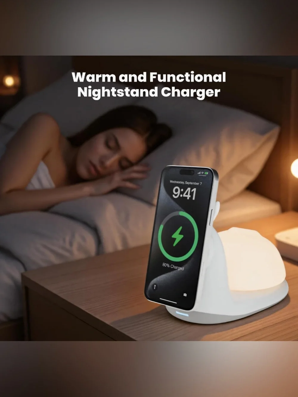 Snail-Shaped Wireless Charging Stand with Night Light